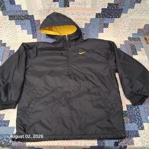 Vintage 90s Nike Reversible Jacket Womens Medium 8 10 Black Yellow Hooded Anorak